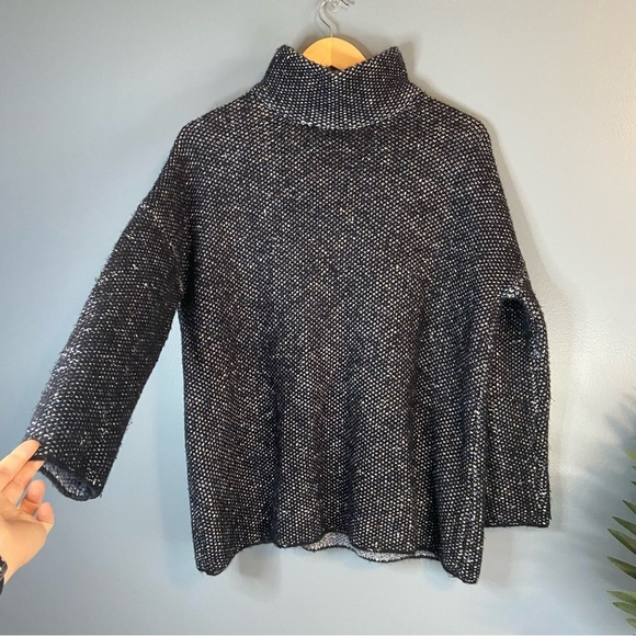 Zara Blue Knit Mock Neck Boxy Oversized Sweater - Picture 4 of 8